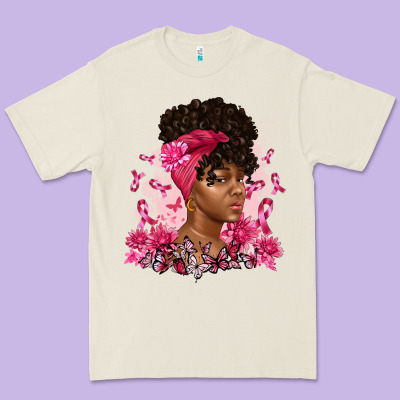 Breast Cancer Afro Woman Premium Tee Designed By Artiststas