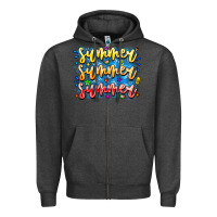 Charcoal Heather Summer Summer Summer Zipper Hoodie - CowhideDigitalArt