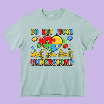 Puzzle Heart Inclusivity Message Heavy Core Tee Designed By Lillyallendesigns
