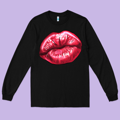 Lip Mark Valentine's Day Long Sleeve Tee Designed By Howdyjamesfarm