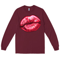Burgundy Lip mark Valentine's Day Long Sleeve Tee - HowdyJamesFarm