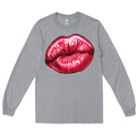 Heather Grey Lip mark Valentine's Day Long Sleeve Tee - HowdyJamesFarm