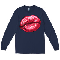 Navy Lip mark Valentine's Day Long Sleeve Tee - HowdyJamesFarm