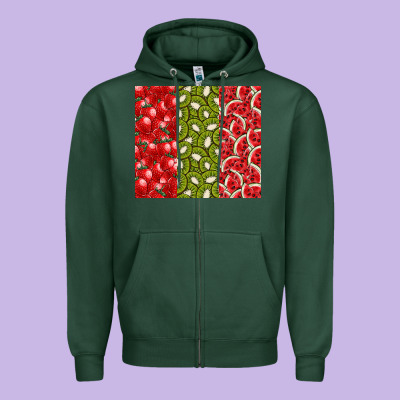 Summer Fruits Zipper Hoodie Designed By Cowhidedigitalart