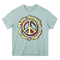 Arona Make America Groovy Again Peace Sign 70S Retro Heavy Core Tee - lanVoArt