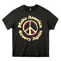 Asphalt Make America Groovy Again Peace Sign 70S Retro Heavy Core Tee - lanVoArt