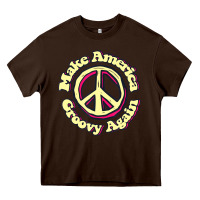 Make America Groovy Again Peace Sign 70s Retro Heavy Core Tee | Teevron