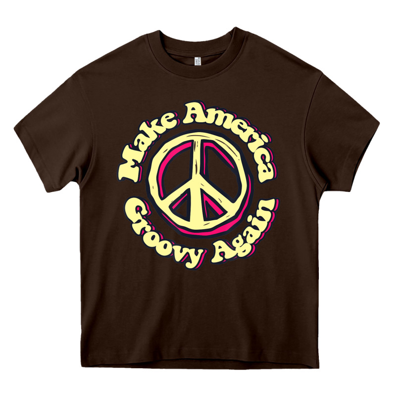 Make America Groovy Again Peace Sign 70s Retro Heavy Core Tee by lanVoArt | Teevron
