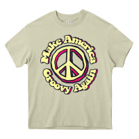 Mossy Make America Groovy Again Peace Sign 70S Retro Heavy Core Tee - lanVoArt