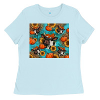 Baby Blue autumn pumpkins holstein cow Ladies Tee - Jasminsmagicworld
