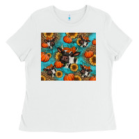 White autumn pumpkins holstein cow Ladies Tee - Jasminsmagicworld