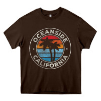 Chocolate Brown Oceanside California Ca Vintage Retro 70S Heavy Core Tee - lanVoArt