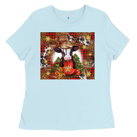 Baby Blue Christmas baby cow hot cocoa Ladies Tee - Jasminsmagicworld