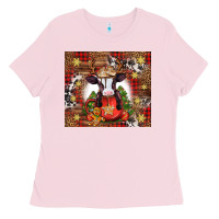 Bubblegum Pink Christmas baby cow hot cocoa Ladies Tee - Jasminsmagicworld