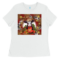 White Christmas baby cow hot cocoa Ladies Tee - Jasminsmagicworld