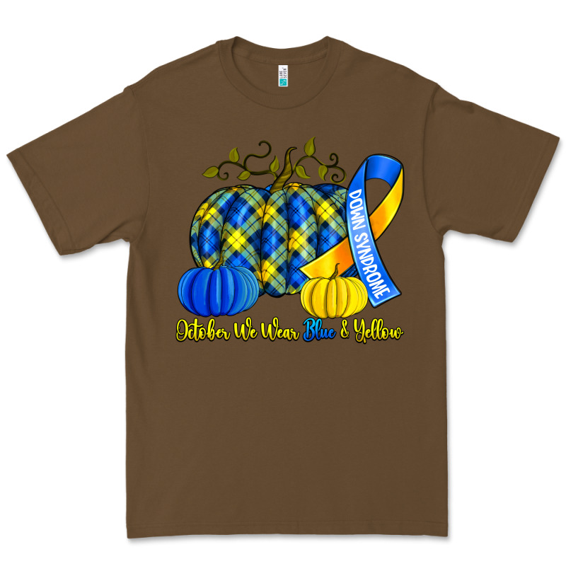 October We Wear Blue And Yellow With Pumpkins Premium Tee by Artiststas | Teevron