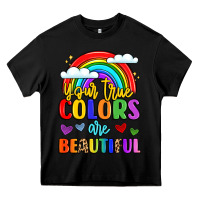 Black name vibrant positivity rainbow art Heavy Core Tee - LillyAllenDesigns