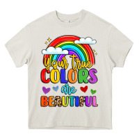 Cream name vibrant positivity rainbow art Heavy Core Tee - LillyAllenDesigns