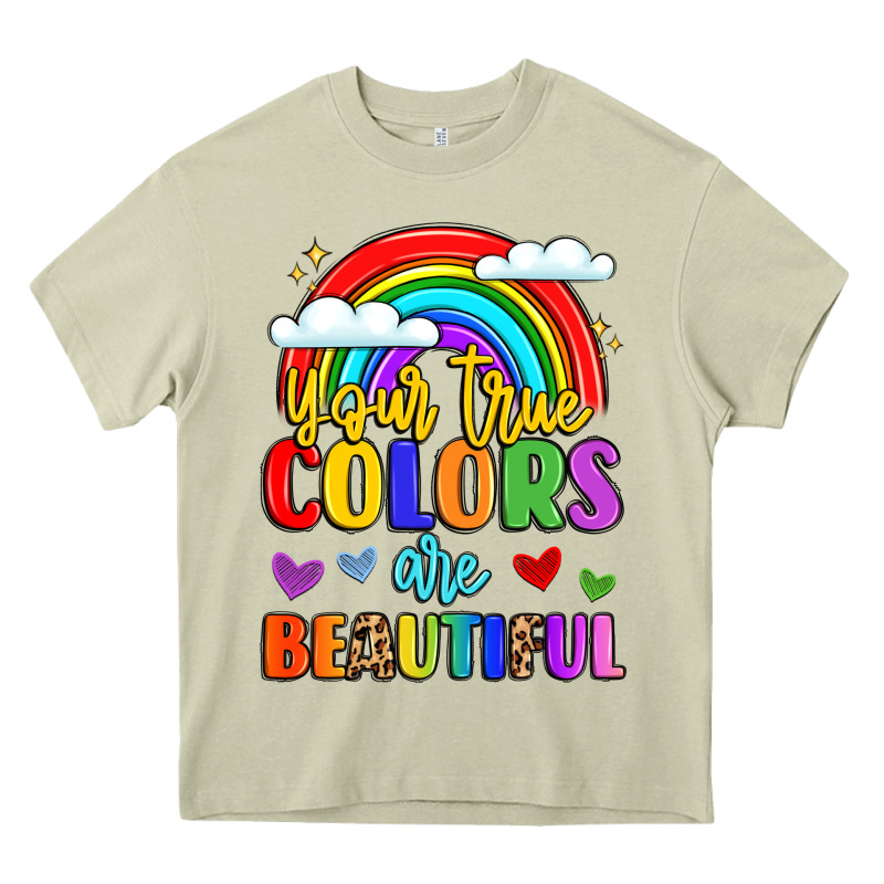 Name Vibrant Positivity Rainbow Art Heavy Core Tee by LillyAllenDesigns | Teevron
