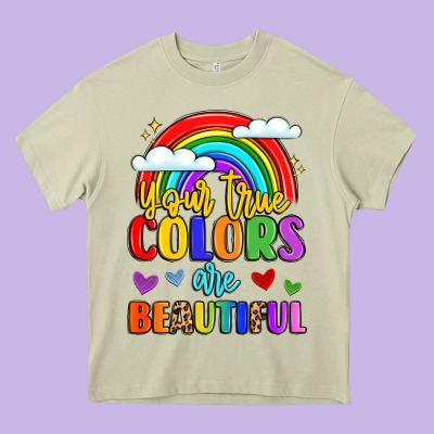 Name Vibrant Positivity Rainbow Art Heavy Core Tee Designed By Lillyallendesigns