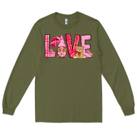 Army Green Love with gnome Valentine's Day Long Sleeve Tee - HowdyJamesFarm