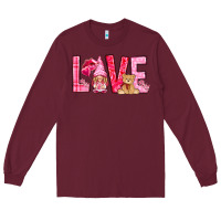 Burgundy Love with gnome Valentine's Day Long Sleeve Tee - HowdyJamesFarm