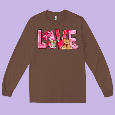 Love With Gnome Valentine's Day Long Sleeve Tee Designed By Howdyjamesfarm