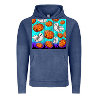 Vintage Denim halloween pumpkins with ghosts Vintage Hoodie - TumblerDesignByShophia