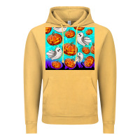 Vintage Mustard halloween pumpkins with ghosts Vintage Hoodie - TumblerDesignByShophia