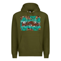 Army Green cowhide gemstone leather background Premium Hoodie - FaDigitalArtStudio