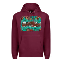 Burgundy cowhide gemstone leather background Premium Hoodie - FaDigitalArtStudio
