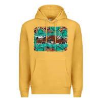 Mustard cowhide gemstone leather background Premium Hoodie - FaDigitalArtStudio