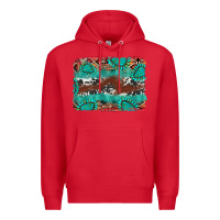 Red cowhide gemstone leather background Premium Hoodie - FaDigitalArtStudio