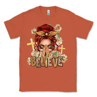 Copper Red Hair Believe Praying Caucasian Messy Bun Classic Tee - texasbilliewilder