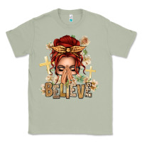Matcha Red Hair Believe Praying Caucasian Messy Bun Classic Tee - texasbilliewilder