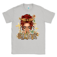 Moon Dust Red Hair Believe Praying Caucasian Messy Bun Classic Tee - texasbilliewilder