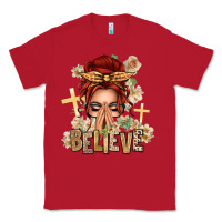 Red Red Hair Believe Praying Caucasian Messy Bun Classic Tee - texasbilliewilder