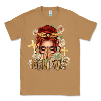 Toasted Coconut Red Hair Believe Praying Caucasian Messy Bun Classic Tee - texasbilliewilder