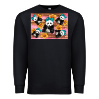 Black Baby panda flowers Premium Sweatshirt - Artiststas