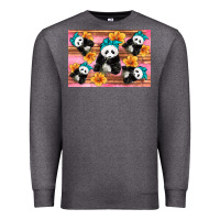 Charcoal Heather Baby panda flowers Premium Sweatshirt - Artiststas