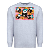 Heather Grey Baby panda flowers Premium Sweatshirt - Artiststas
