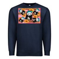 Navy Baby panda flowers Premium Sweatshirt - Artiststas