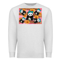 Oatmeal Heather Baby panda flowers Premium Sweatshirt - Artiststas