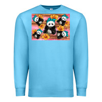 Ocean Blue Baby panda flowers Premium Sweatshirt - Artiststas