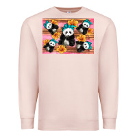 Pale Pink Baby panda flowers Premium Sweatshirt - Artiststas