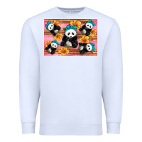 Baby Panda Flowers Premium Sweatshirt | Teevron