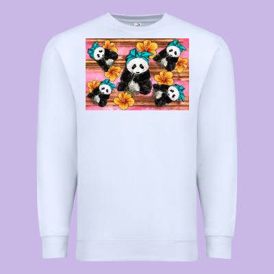 Baby Panda Flowers Premium Sweatshirt Designed By Artiststas