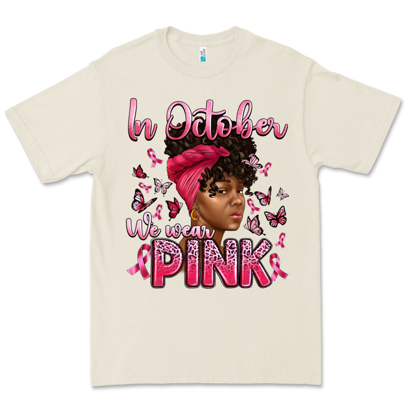 In October We Wear Pink With Afro Woman Premium Tee by Artiststas | Teevron