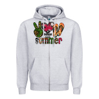 Heather Grey peace love summer Zipper Hoodie - CowhideDigitalArt