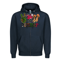 Navy peace love summer Zipper Hoodie - CowhideDigitalArt